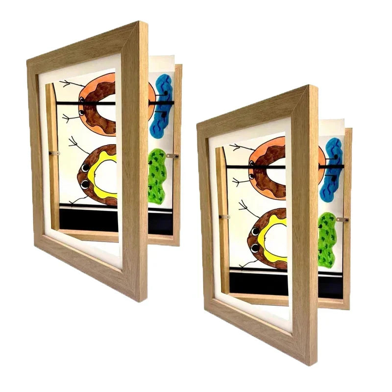 Magnetic Wooden Kids Easy Open Art Frame